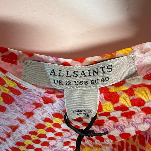 ALLSAINTS Bryony Luisa graphic-print V-neck woven midi dress size 8 NWT - Picture 5 of 7